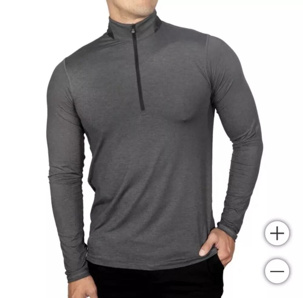 Greyson Mockneck Quarter Zip Wicking Slim Fit Men's Large Shepherd Gray NEW!!